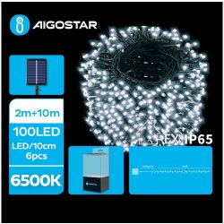Aigostar LED Solární vánoční řetěz 100xLED 8 funkcí 12m IP65 studená bílá | AI0424