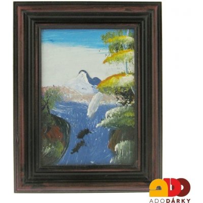 Malovaný obrázek hor v rámečku 11,5 cm – Zbozi.Blesk.cz
