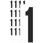 Čísla samolepící 1 černá samolepící vinylová fólie 75 mm písmo - aršík 4 ks – Zboží Dáma