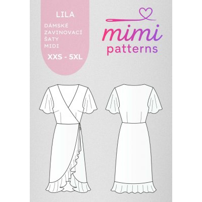 Dámský střih na zavinovací šaty Lila midi, el. formát | MIMI patterns - XXL (A4) domácí tisk – Sleviste.cz