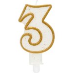 Godan Dortová svíčka číslo 3 zlatá – Zboží Dáma