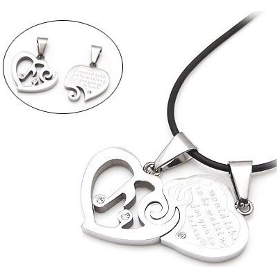 Šperky eshop Dvojitý přívěsek pro pár dvě srdce propojené růží noty a zirkony AA32.27 – Sleviste.cz