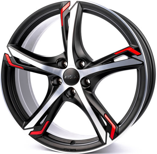 Ronal R62 7,5x18 5x108 ET50 matt black red rim red