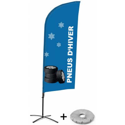 Jansen Display Kompletní sada reklamní vlajky ve tvaru křídla, Zimní pneumatiky, francouzština Křížová Základna, 1273 x 3030 mm – Zboží Živě