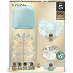 Suavinex Gold kojenecká láhev Gold set láhev 270ml + dudlík fyziologický + klip gold modrá – Zboží Mobilmania
