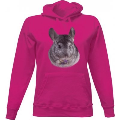 Mikina s kapucí s potiskem Činčila dámské Fuchsia – Zboží Dáma