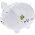 Pokladnička ker. prasátko Hodně štěstí bílé 15x12x12 cm – Sleviste.cz
