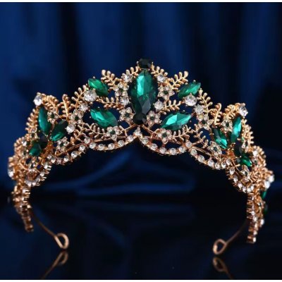 B-Top pozlacená korunka tiára do vlasů Ice Queen se zelenými krystaly – Hledejceny.cz