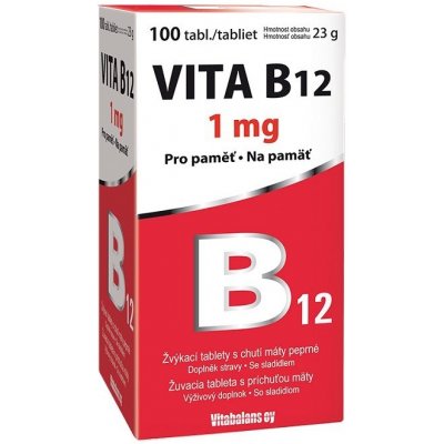 Vita-B12 1 mg žvýkací 100 tablet s příchutí Máty