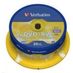 Verbatim DVD+RW 4,7GB 4x, SERL, cakebox, 25ks (43489) – Zboží Mobilmania