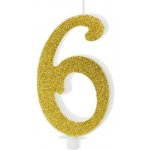PartyDeco svíčka zlatá číslo 6 – Zboží Dáma