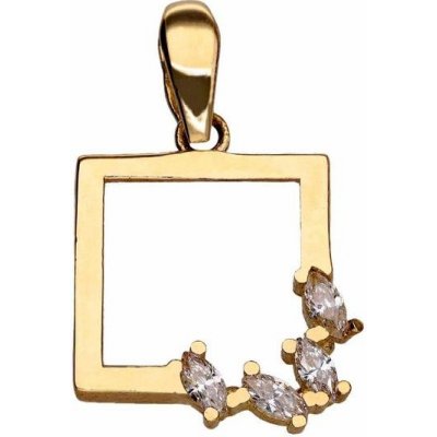 Zlaton Přívěsek žluté zlato čtverec se zirkony 000291408240 – Zboží Mobilmania