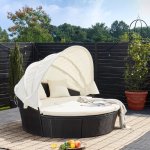 FurniGO Ratanová zahradní postel LAZY černá 186 cm – Zboží Mobilmania