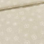 Směsové plátno CALIPSO BLOOM, bílé chmýří pampelišky na režné, š.140cm (látka v metráži) – Zboží Dáma