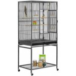 Yaheetech Ptačí klec 592056 black se stojanem s kolečky a policí černá 61 x 43 x 136 cm B – Zboží Dáma