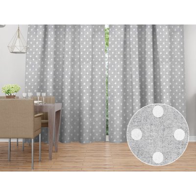 Biante Dekorační závěs Porto PRT-018 Bílé puntíky na šedém režném 130x200 cm – Sleviste.cz