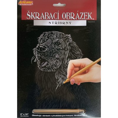 SMT Creatoys Vyškrabovací obrázek stříbrný 20x25 cm Pes – Zboží Dáma