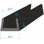 00535066 Pryžový profil tvaru "U", 20x30/24mm, 70°Sh, EPDM, -40°C/+100°C, černý – Sleviste.cz