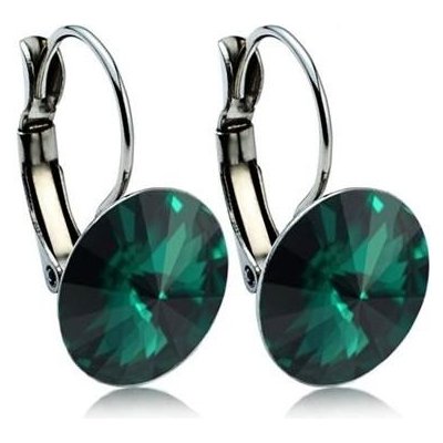 Swarovski Elements Rivoli stříbrné visací zelené kulaté 31106.3 Emerald zelená tmavá smaragdová brčálová – Zboží Mobilmania