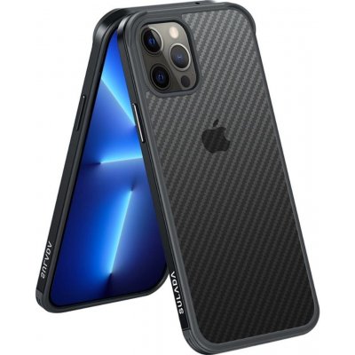 Pouzdro Sulada Carbon Fiber Apple iPhone 13 Pro Černé - kovové rámeček