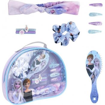Disney Frozen 2 kosmetická taštička 1 ks + hřeben 1 ks + čelenka do vlasů 1 ks + sponky do vlasů 4 ks + gumička do vlasů 6 ks