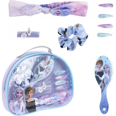 Disney Frozen 2 kosmetická taštička 1 ks + hřeben 1 ks + čelenka do vlasů 1 ks + sponky do vlasů 4 ks + gumička do vlasů 6 ks – Zboží Mobilmania