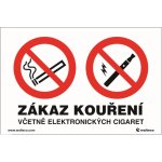 Walteco Zákaz kouření včetně elektronických cigaret, 150x100mm, samolepka Množství: 1 ks , 20784 – Zboží Dáma