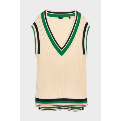 Gant Dámský PLETENÁ VESTA GANT D1. STRIPED RIB KNIT VEST bílá – Zboží Mobilmania