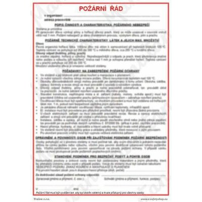 Požární řád archív, samolepka 210 x 297 x 0,1 mm A4 – Sleviste.cz