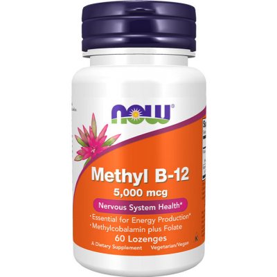NOW Foods NOW Methyl B12 with Folic Acid Vitamín B12 + Kyselina Listová v aktivních formách 5000 mcg 60 pastilek
