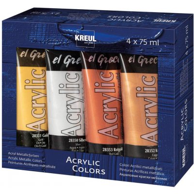 Kreul El Greco akrylové barvy metalické sada 4 barev 75 ml – Zboží Dáma