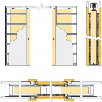 Pouzdro pro posuvné dveře 100mm Eclisse dvoukřídlé pro dveře 80+80cm SDK – Zboží Mobilmania