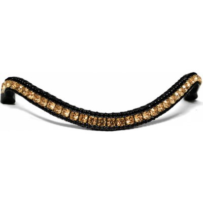Blingyourhorse Třpytivá čelenka na uzdečku RHINESTONE BLACK & GOLD SUBTILE Černá – Zboží Dáma