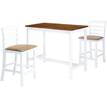 Barový stůl a židle sada 3 kusů masivní dřevo hnědo-bílá 275233