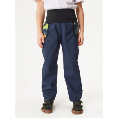 Unuo Dětské softshellové kalhoty s fleecem Basic, Tm. Modročerná, Dinosauři – Zbozi.Blesk.cz