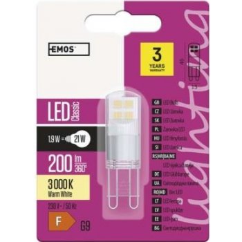 Emos LED žárovka Classic JC 1,9W G9 teplá bílá