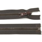 KOH-I-NOOR Kostěný zip no.5 rozepínací 45cm tmavě hnědý bundový s překlápěcím jezdcem – Hledejceny.cz