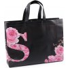 Nákupní taška a košík Prima-obchod Taška z netkané textilie s květy růže 30x40 cm 2 černá