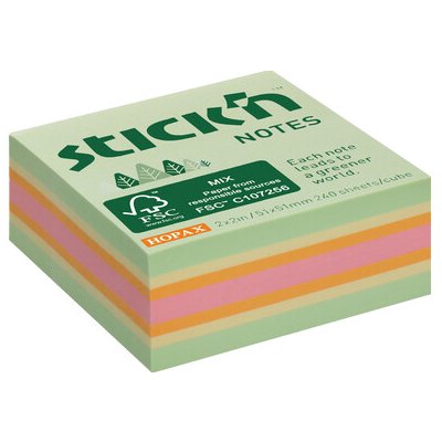 Samolepicí kostka Stick'n 51 × 51 mm, 240 lístků, lesní mix pastelových barev – Hledejceny.cz