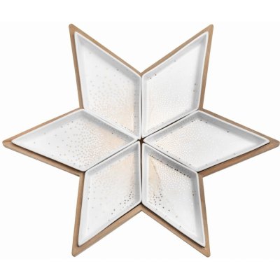 räder Servírovací podnos s miskami Star bílá barva dřevo porcelán 40 cm – Zboží Dáma