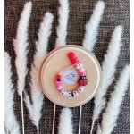 Puntja.cz klip na dudlík beruška se jménem světlá růžová korálová červená bílá – Zboží Dáma