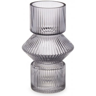 Giftdecor Skleněná váza, rýhované sklo, 9,5 x 16,5 cm, šedá šedá – Hledejceny.cz