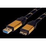 Roline 11.02.8878 Gold USB 3.0 SuperSpeed USB3.0 A(M) - microUSB3.0 B(M), 0,8m – Zboží Mobilmania