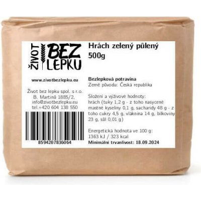 Život bez lepku Hrách zelený půlený 0,5 kg – Zboží Dáma