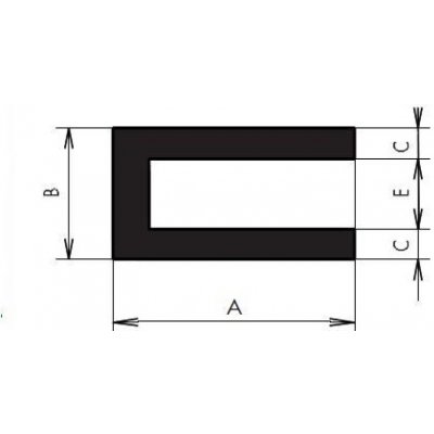 TS Profil pryžový tvar"U" 15x15/10 mm, EPDM 70°Sh, -40°C/+100°C, černý dvouproud – Zboží Mobilmania