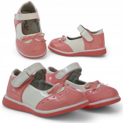 Dětské balerínky lakované na suchý zip kožená stélka 6485 – Zboží Dáma