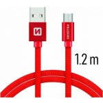 Swissten 71522206 USB 2.0, zástrčka A - zástrčka micro B, opletený, 1,2m, červený – Hledejceny.cz