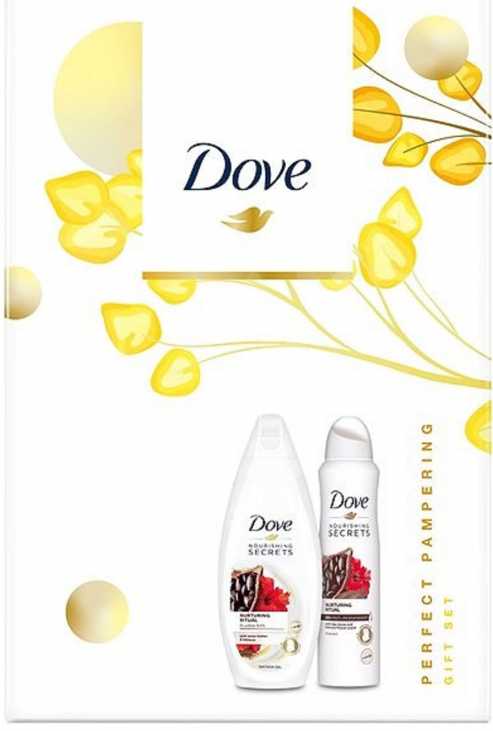 Dove Nourishing Secrets Vyživující African Ritual Kakao & Ibišek sprchový gel 250 ml + antiperspirant deodorant sprej 150 ml dárková sada