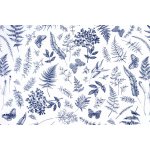 Darré Krepová látka V kapradinách bílomodrá - 2. jakost krep – Sleviste.cz