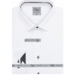 AMJ pánská košile prodloužený rukáv slim fit VDSBR1329 bílá s tmavým vzorem